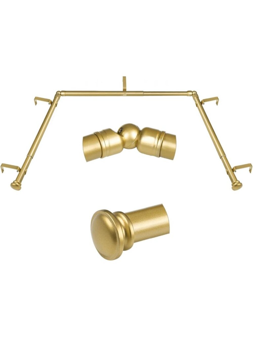 3/4 Inch Bay Window Curtain Rods, 36 to 72 Inch Center Rod for window 24 to 68